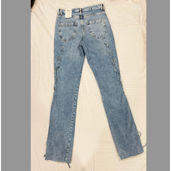 Zara Slim Jeans with side lacing Z1975 Size 38 EU 6 US - Picture 6 of 9